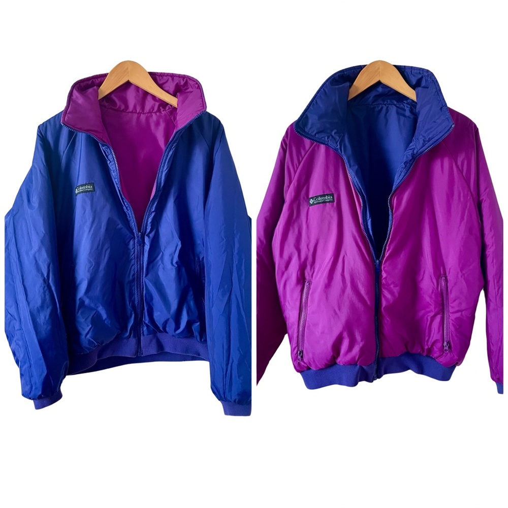 Vintage Columbia Reversible Insulated Jacket Coat, Purple/Blue, Womens XL EUC